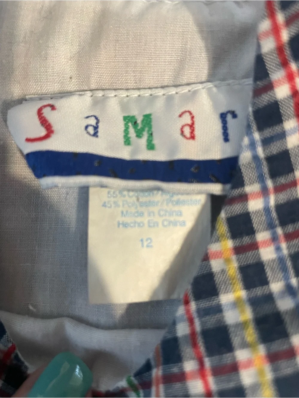 Samara baby boy plaid whale embroidered romper - 0618